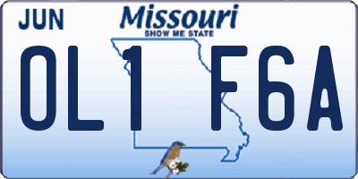 MO license plate OL1F6A