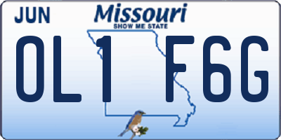 MO license plate OL1F6G