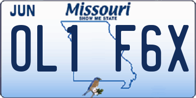 MO license plate OL1F6X