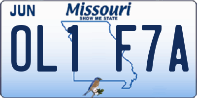 MO license plate OL1F7A