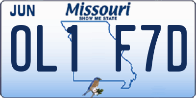 MO license plate OL1F7D