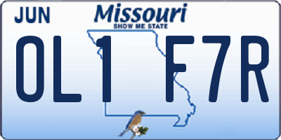 MO license plate OL1F7R