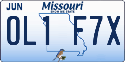 MO license plate OL1F7X
