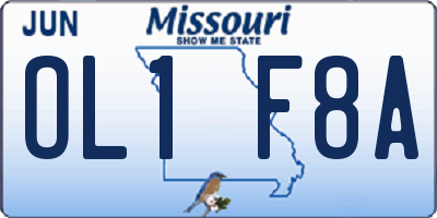 MO license plate OL1F8A