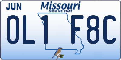 MO license plate OL1F8C