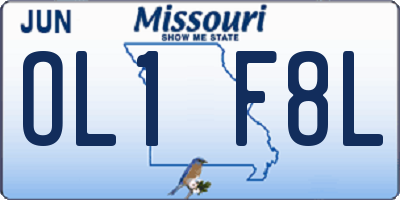 MO license plate OL1F8L