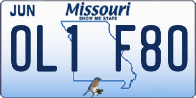 MO license plate OL1F8O