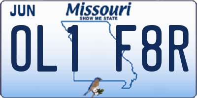 MO license plate OL1F8R