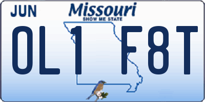 MO license plate OL1F8T