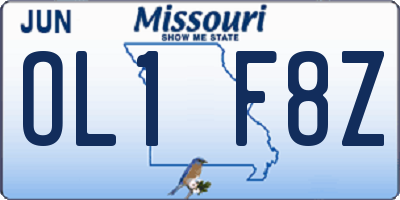MO license plate OL1F8Z