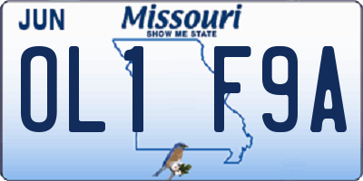 MO license plate OL1F9A