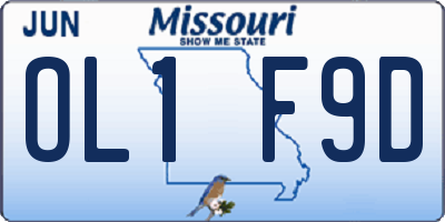 MO license plate OL1F9D
