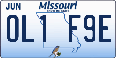 MO license plate OL1F9E