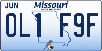 MO license plate OL1F9F