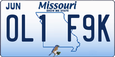 MO license plate OL1F9K