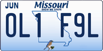 MO license plate OL1F9L