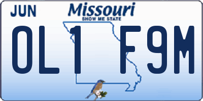 MO license plate OL1F9M