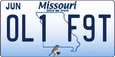 MO license plate OL1F9T