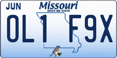 MO license plate OL1F9X