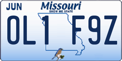 MO license plate OL1F9Z