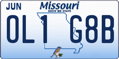 MO license plate OL1G8B