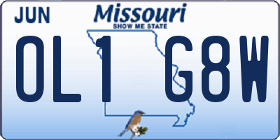 MO license plate OL1G8W