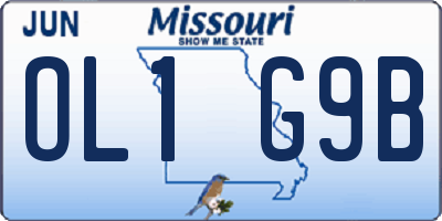 MO license plate OL1G9B