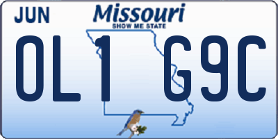 MO license plate OL1G9C