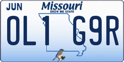 MO license plate OL1G9R