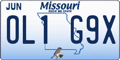 MO license plate OL1G9X