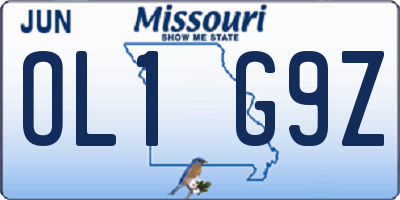 MO license plate OL1G9Z