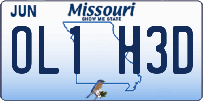 MO license plate OL1H3D