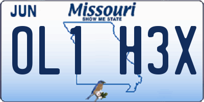 MO license plate OL1H3X