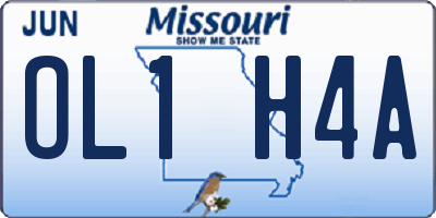 MO license plate OL1H4A