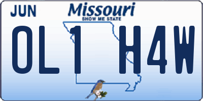 MO license plate OL1H4W