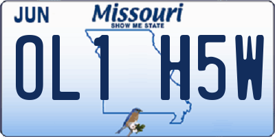 MO license plate OL1H5W
