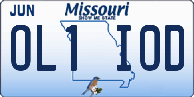 MO license plate OL1I0D