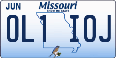 MO license plate OL1I0J