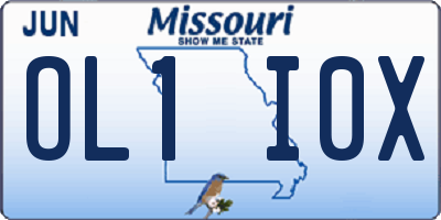 MO license plate OL1I0X