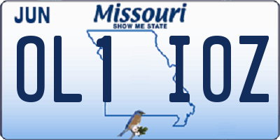 MO license plate OL1I0Z