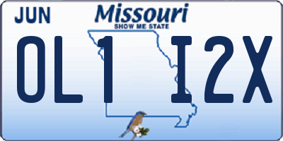 MO license plate OL1I2X
