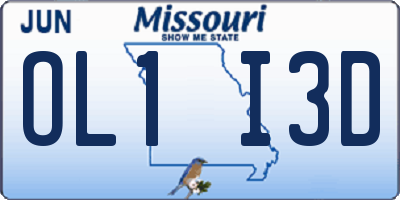 MO license plate OL1I3D