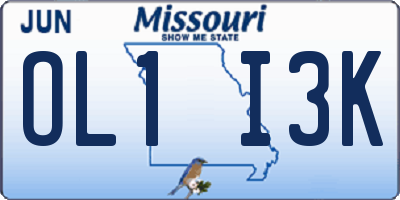 MO license plate OL1I3K