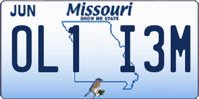 MO license plate OL1I3M