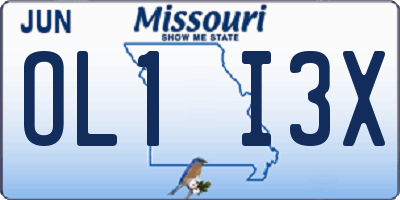 MO license plate OL1I3X