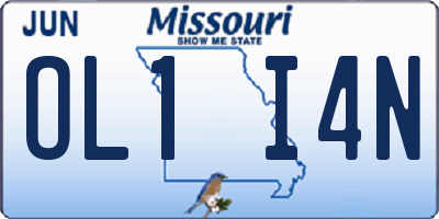 MO license plate OL1I4N