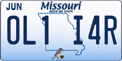 MO license plate OL1I4R