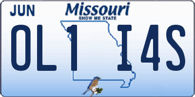 MO license plate OL1I4S