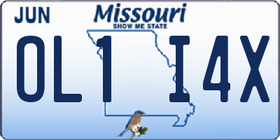 MO license plate OL1I4X