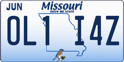 MO license plate OL1I4Z